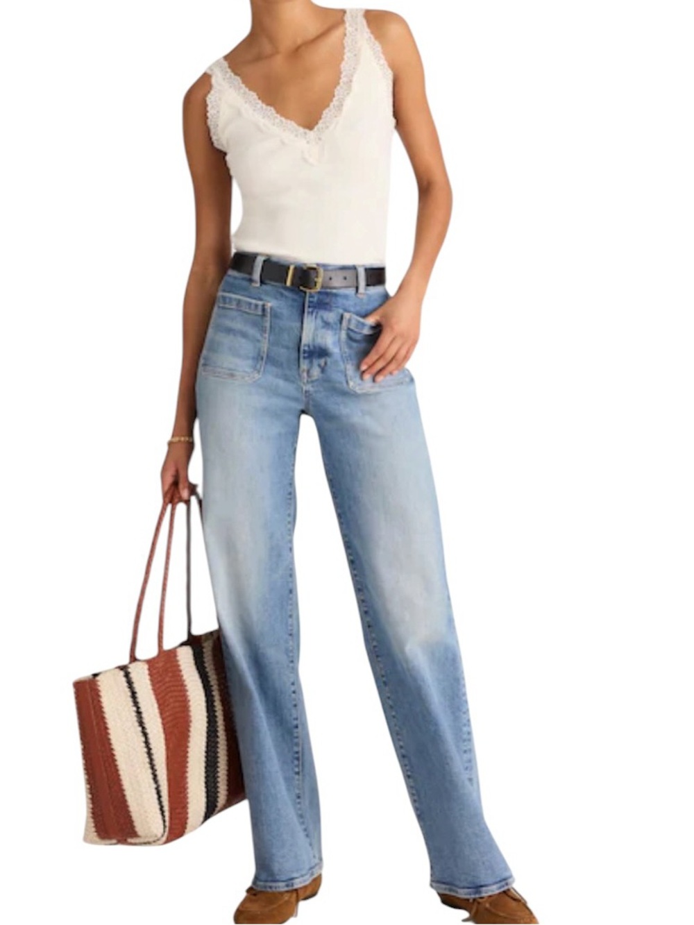 Madewelk Emmett  Light Blue Wide-Leg Jeans